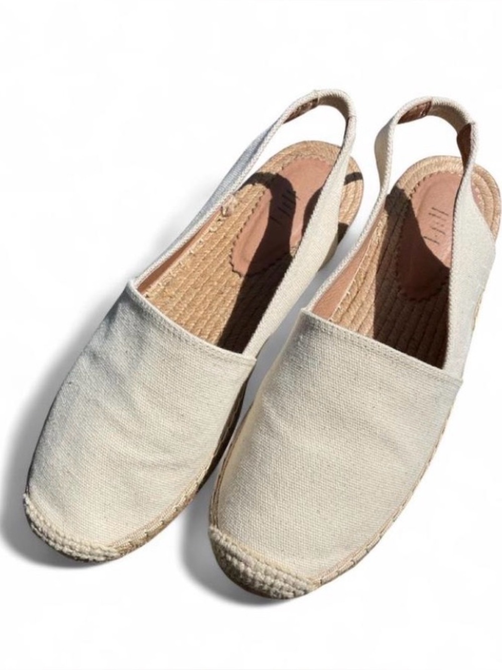 J Jill cream canvas, and leather espadrilles.